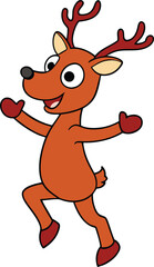 Happy Cartoon Reindeer Jumping Vector Illustration