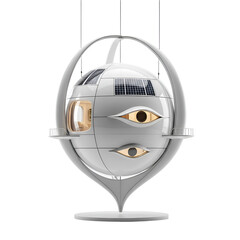 Futuristic Pod Structure with Solar Panels and Unique Design on Transparent Background