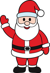 Cheerful Waving Santa Claus Flat Vector Design
