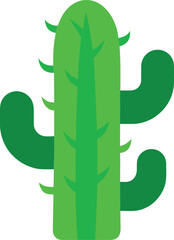 Simple Flat Design Green Cactus Vector Illustration