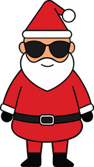 Cool Santa Claus Character with Sunglasses, Festive Christmas Holiday Vector