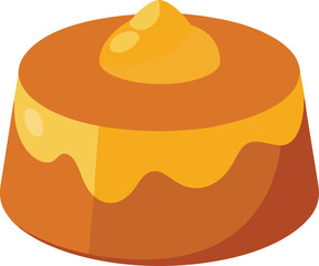 Sweet Caramel Flan Pudding Dessert Vector Illustration