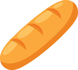Simple Vector Loaf of Bread Illustration, Bakery Food Icon with Slashes