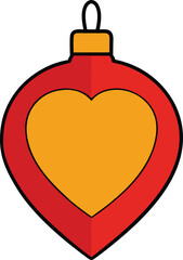 Festive Red and Yellow Heart Shaped Christmas Ball Decoration