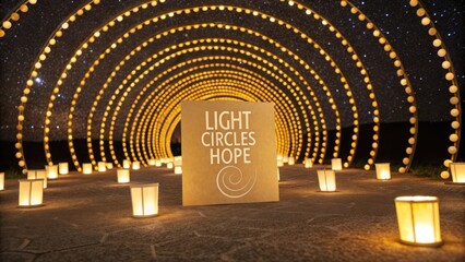 Illuminative Pathway Surrounded by Lanterns and Stars Evoking Feelings of Hope and Positivity at Night