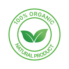 Eco Friendly 100% Organic Natural Product Green Label for Sustainable Packaging and Marketing Initiatives Promoting Health and Wellness