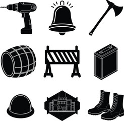Miner Black vector isolated And White Background