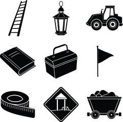 Miner Black vector isolated And White Background
