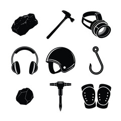 Miner Black vector isolated And White Background