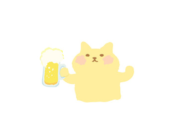 ビールで乾杯するかわいい猫のベクターイラスト素材