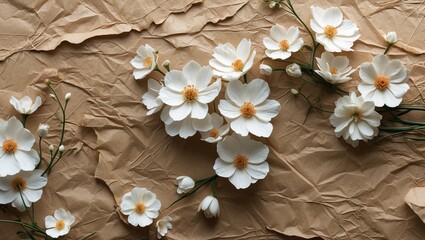  illustration of delicate flowers on rustic kraft paper.
Abstract botanical illustration for generated by AI generative