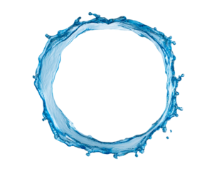 Dynamic circular water splash on transparent background