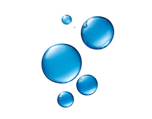 Transparent blue water bubbles floating on transparent background
