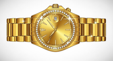 Luxury golden wristwatch with diamonds