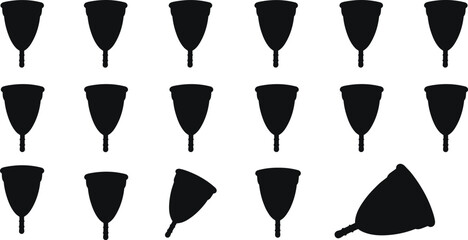 Menstrual cup silhouettes, reusable period product, feminine hygiene, eco friendly choice, zero waste lifestyle, sustainable health care, women wellness, comparison grid
