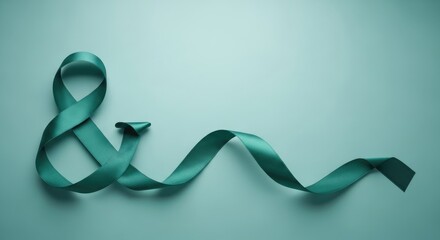 Teal ribbon background for ovarian and cervical cancer prevention campaigns and creative awareness concept 110char