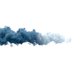 Blue and white smoke cloud on transparent background