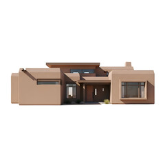Modern Adobe Style House Renders Neatly with Clean Lines and Minimalist Landscaping on Black
