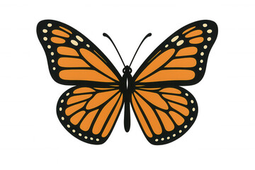 Fototapeta premium Monarch butterfly illustration with vibrant orange wings and black markings on a transparent background