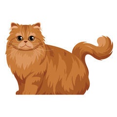 Cute cat concept vector illustration showing adorable fluffy brown kitten standing isolated on white background perfect for website cartoon flat graphic element