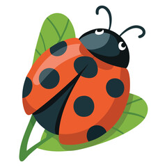 Cute ladybug icon vector illustration perfect for print on childrens clothing, insect fauna biology elements, notebook labels badges or stickers