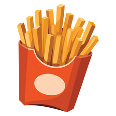 French fries concept colorful sticker potato sticks in red package cartoon vector illustration delicious fast food snack lunch or harmful fatty dish