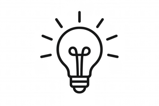 Light bulb line icon representing idea, innovation, inspiration, creativity, solution, and problem solving on transparent background