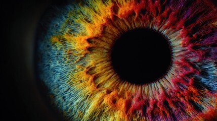 Vibrant Iris: A Macro View of the Human Eye's Intricate Detail