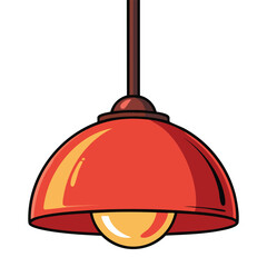 Red rounded chandelier sticker vector illustration for living room furniture concept isolated on white background ideal for interior apartment lighting elements