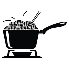 Spaghetti and pasta black pot icon vector illustration perfect for minimalistic creativity aesthetics Italian cuisine cafe restaurant menu company branding artwork