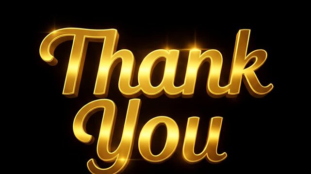 Elegant Golden Thank You Text Animation on Black Background.