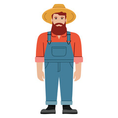 Vector illustration of farmer man icon flat style suitable for professional agriculture worker occupation themed design or educational farming creative visual