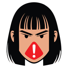 Vector illustration of girl head emoji avatar character with facial emotions suitable for woman expressions, censorship face, female emotion themed designs