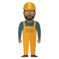 Vector illustration of scared industrial worker in hard hat isolated flat design perfect for work safety problems occupational hazards or builder stress awareness