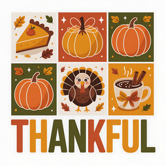 Thanksgiving Theme Collage With Turkey And Pie thankful