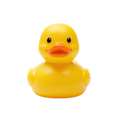 A bright yellow rubber duck designed for bathing and playful activities, perfect for kids' entertainment.