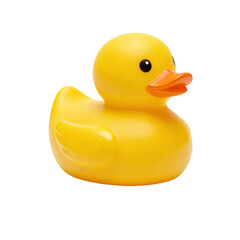 A bright yellow rubber duck designed for bathing, perfect for playful water activities.