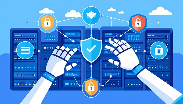 Robotic hands safeguard digital data servers