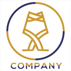 Abstract emblem gold navy circle