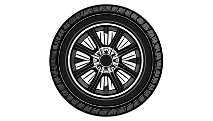 Top view of a black tire and wheel
