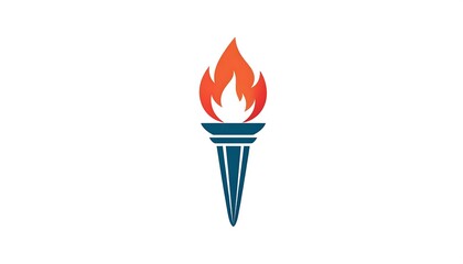 Torch logo, stylized flames, dark base