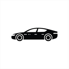 Isolated Black Sports Car Side View With Transparent Background Design Element