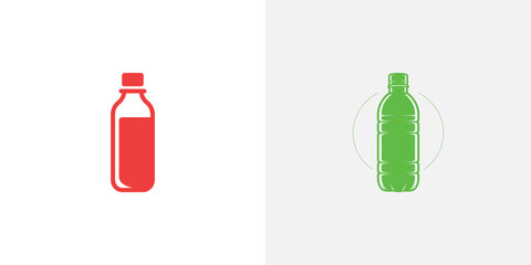 Fototapeta premium Isolated Red And Green Plastic Bottle Icons With Transparent Background