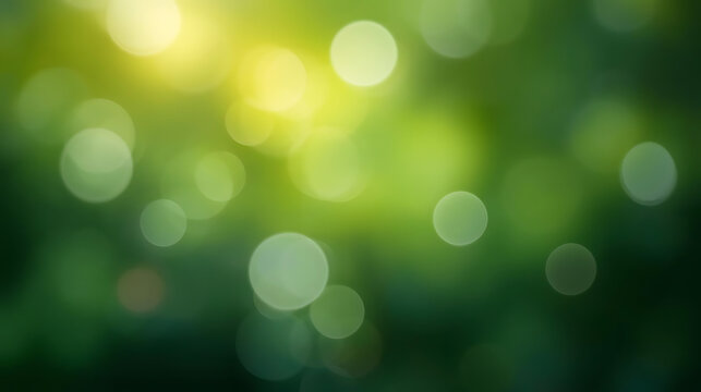 Soft green bokeh lights with golden sunlight overlay - Powered by Adobe
