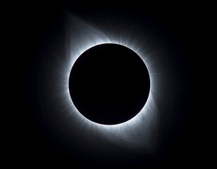 Total solar eclipse, dark sky, bright corona