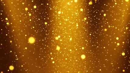 Golden Glittering Particles Floating in Warm Light Background. - Powered by Adobe
