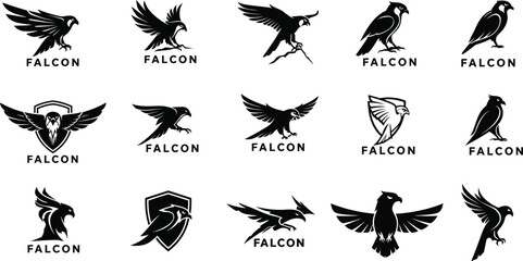 Obraz premium Collection of Dynamic Falcon Logos for Branding and Sports .