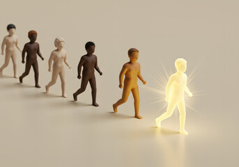 Glowing Leader Guiding Diverse Group