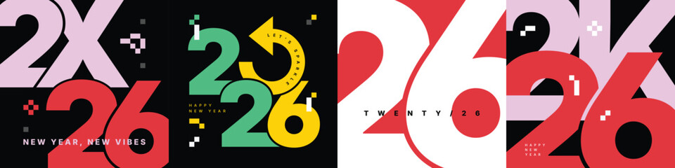 Bold Geometric Happy New Year 2026 Typographic Design