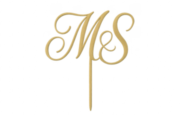 Gold m and s monogram cake topper wedding
